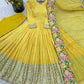 Designer Chinon Silk Embroidered Gown Set