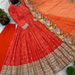 Designer Chinon Silk Embroidered Gown Set