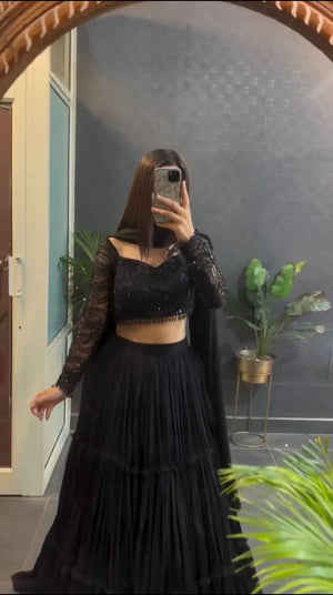 Designer Ruffle Style Georgette Lehenga Set for Wedding and Party Wear