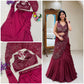 Wine Sequin Draped Pallu Lehenga