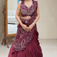 Wine Sequin Draped Pallu Lehenga