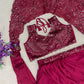 Wine Sequin Draped Pallu Lehenga