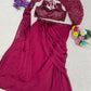 Wine Sequin Draped Pallu Lehenga
