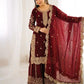 Designer Chinon Silk Embroidered Sharara Set