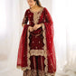 Designer Chinon Silk Embroidered Sharara Set