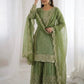 Designer Chinon Silk Embroidered Sharara Set