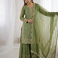 Designer Chinon Silk Embroidered Sharara Set