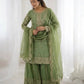 Designer Chinon Silk Embroidered Sharara Set