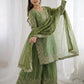 Designer Chinon Silk Embroidered Sharara Set
