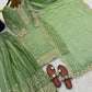Designer Chinon Silk Embroidered Sharara Set