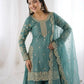 Designer Chinon Silk Embroidered Sharara Set