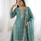 Designer Chinon Silk Embroidered Sharara Set