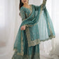 Designer Chinon Silk Embroidered Sharara Set
