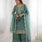 Designer Chinon Silk Embroidered Sharara Set