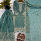 Designer Chinon Silk Embroidered Sharara Set