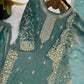 Designer Chinon Silk Embroidered Sharara Set