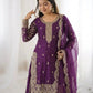 Designer Chinon Silk Embroidered Sharara Set