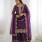 Designer Chinon Silk Embroidered Sharara Set