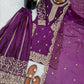 Designer Chinon Silk Embroidered Sharara Set