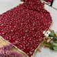 Designer Crunchy Silk Saree with Embroidery and Sequins