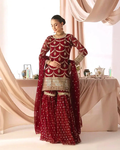 Embroidered Georgette Sharara Suit