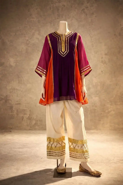 Chinon Gota Patti Kurti Palazzo Set for Festive and Traditional Wear