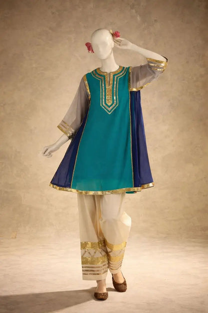 Chinon Gota Patti Kurti Palazzo Set for Festive and Traditional Wear