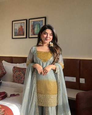 Sage Mustard Silk Suit