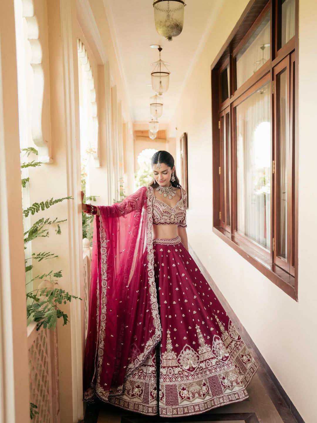 Maroon Zari Bridal Lehenga