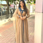 Beige Navy Applique Gown