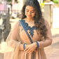 Beige Navy Applique Gown