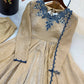 Beige Navy Applique Gown