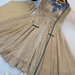 Beige Navy Applique Gown