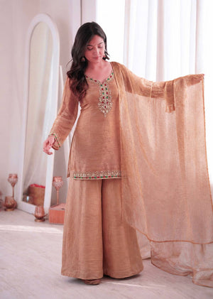Copper Kundan Embroidered Suit