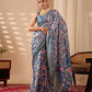 Floral Lichi Silk Saree with Zari Border