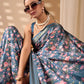Floral Lichi Silk Saree with Zari Border