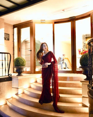 Georgette Sequins Embellished Designer Saree