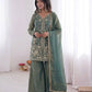 Elegant Fendy Silk Sharara Suit with Zarkan Work for Festive and Wedding Wear