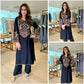 Black Roman Silk Embroidered Kurta Pant Set