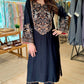 Black Roman Silk Embroidered Kurta Pant Set
