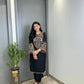 Black Roman Silk Embroidered Kurta Pant Set