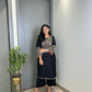 Black Roman Silk Embroidered Kurta Pant Set