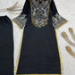 Black Roman Silk Embroidered Kurta Pant Set