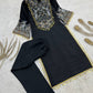 Black Roman Silk Embroidered Kurta Pant Set