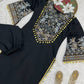 Black Roman Silk Embroidered Kurta Pant Set