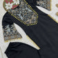 Black Roman Silk Embroidered Kurta Pant Set