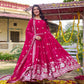 Designer Fox Georgette Embroidered Gown Set for Festive and Wedding Wear