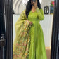 Designer Chinon Silk Embroidered Gown Set