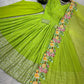 Designer Chinon Silk Embroidered Gown Set