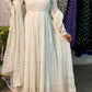 Off White Georgette Anarkali Gown Set for Wedding and Festive Wear